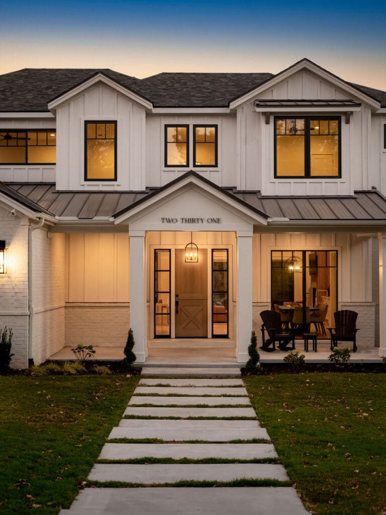 Architectural photography of a custom home exterior in Fayetteville AR