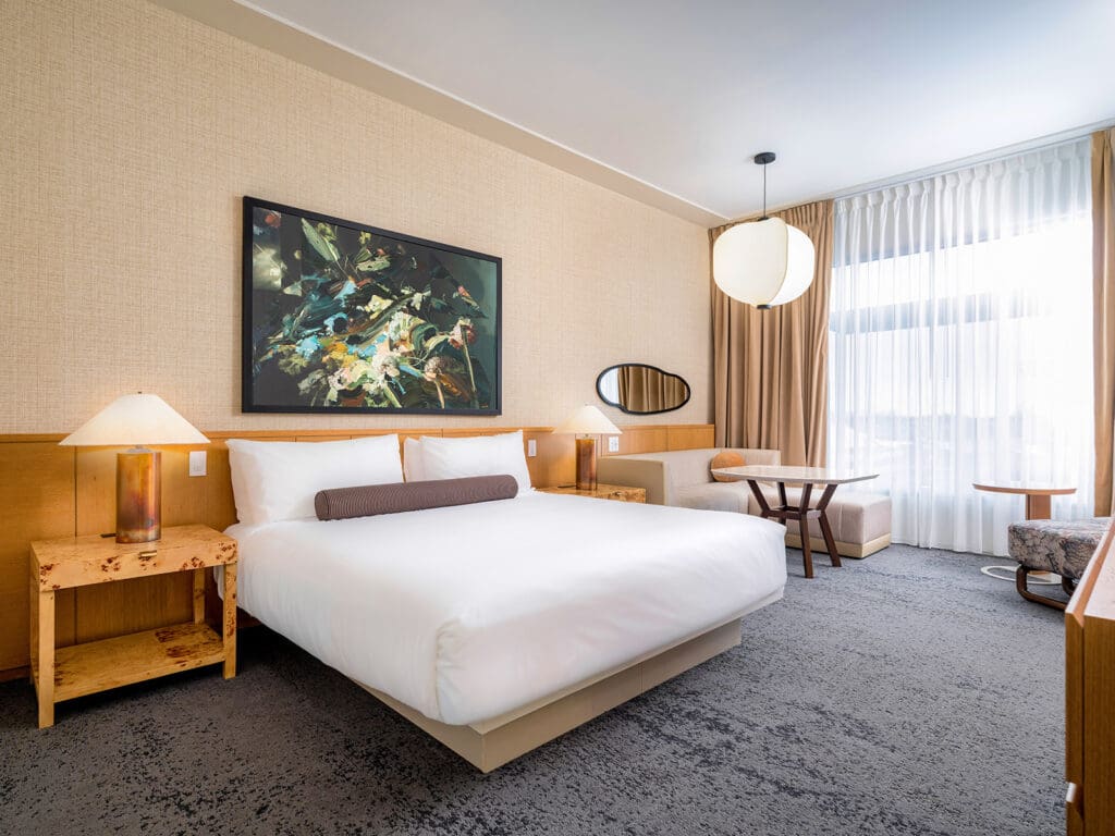 21c Museum Hotel Bentonville King Room with contemporary artwork