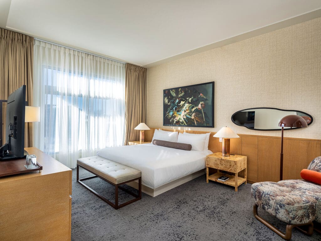 21c Museum Hotel Bentonville King Room with contemporary artwork