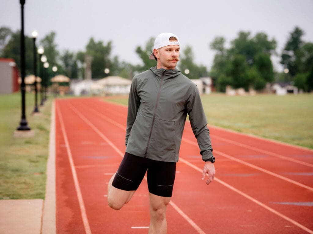 runner lacing up (Old Tiger Track) Lululemon runner lacing up at Old Tiger Track Bentonville, NWA brand photography
